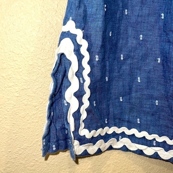 Women’s Charter Club Chambray blue popover top rick rack trim size Small - Picture 4 of 5